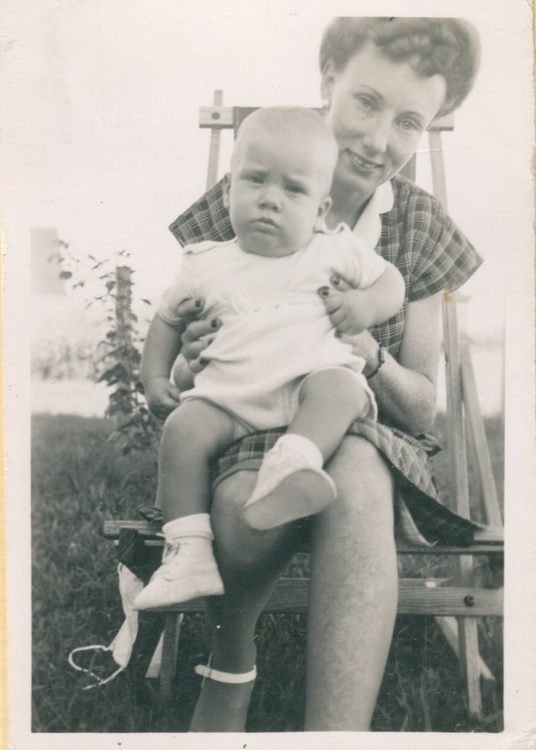 1947-08 Fran & Charles Haskell at 6 mos.jpg